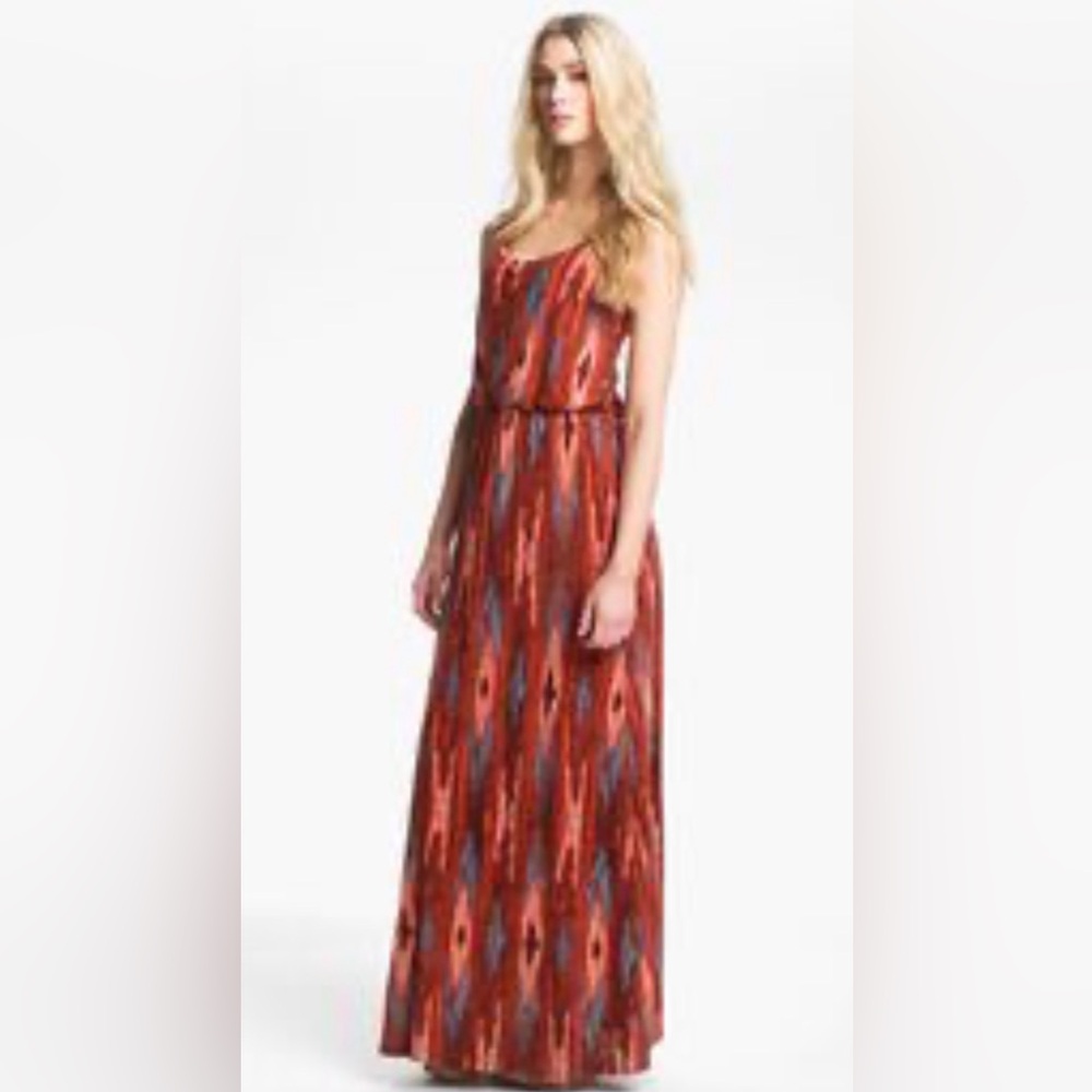Ella Moss Red and Blue Printed Maxi Dress